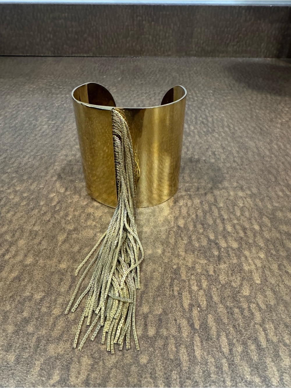 Michael Kors Gold Metal Cuff Bracelet with Tassel
